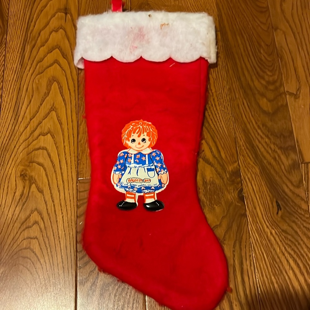 Vintage Raggedy Ann Christmas stocking